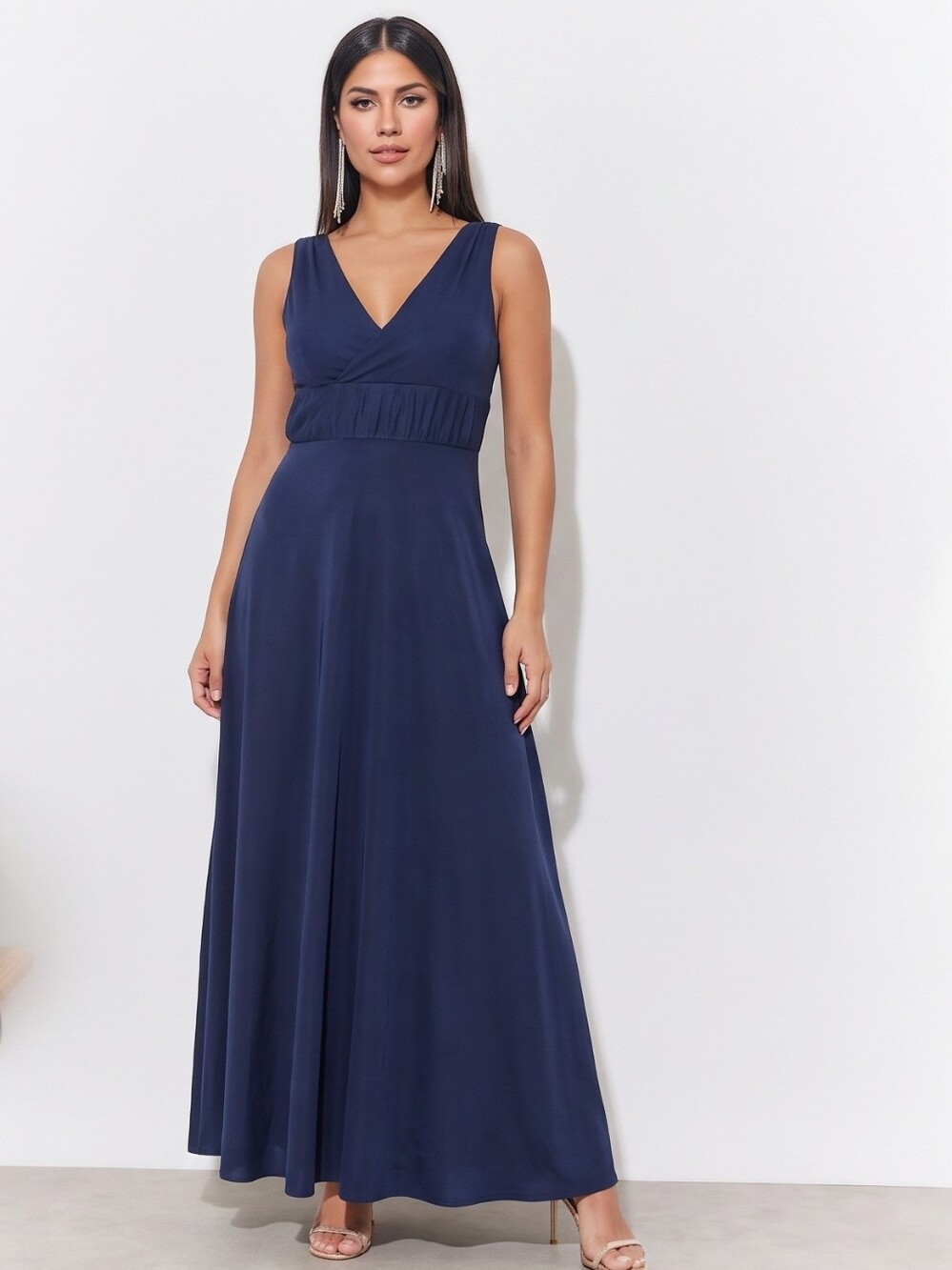 J.Crew Women’s 100% Silk Blue Elegant Formal Gown Sz 14 Tall Quiet Luxury